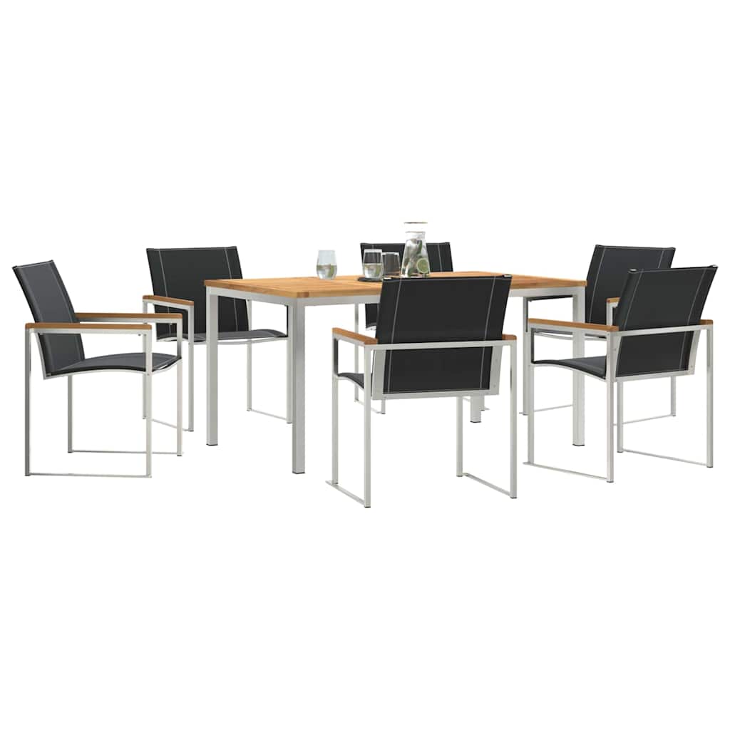 vidaXL Garden Dining Set 7 pcs Solid Acacia Wood and Stainless Steel
