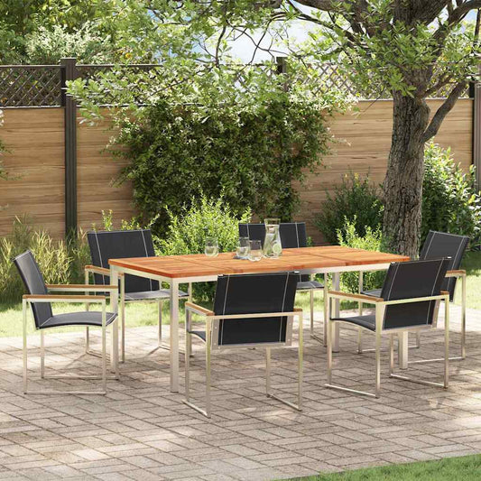 vidaXL Garden Dining Set 7 pcs Solid Acacia Wood and Stainless Steel