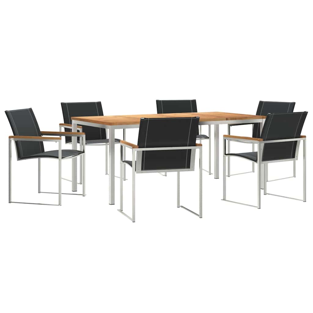 vidaXL Garden Dining Set 7 pcs Solid Acacia Wood and Stainless Steel