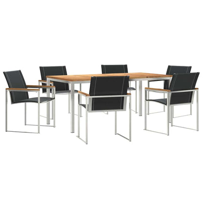 vidaXL Garden Dining Set 7 pcs Solid Acacia Wood and Stainless Steel