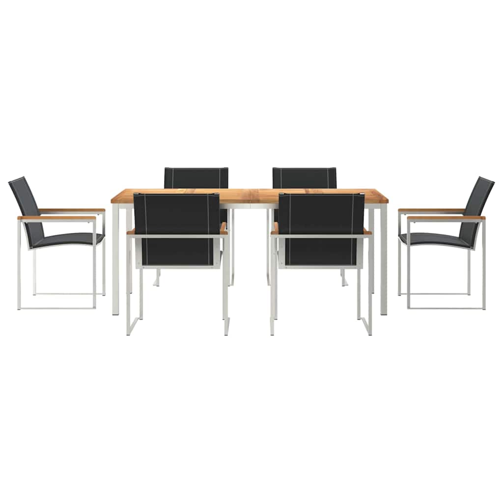 vidaXL Garden Dining Set 7 pcs Solid Acacia Wood and Stainless Steel