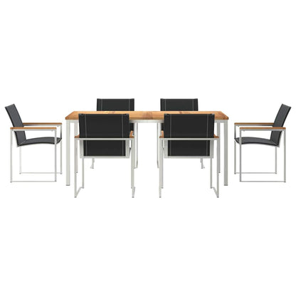 vidaXL Garden Dining Set 7 pcs Solid Acacia Wood and Stainless Steel