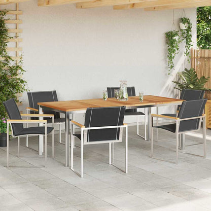 vidaXL Garden Dining Set 7 pcs Solid Acacia Wood and Stainless Steel