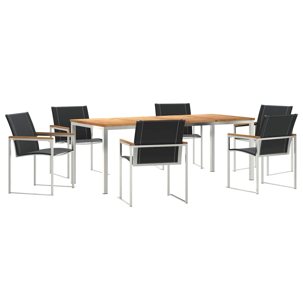 vidaXL Garden Dining Set 7 pcs Solid Acacia Wood and Stainless Steel