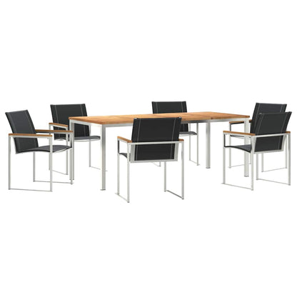 vidaXL Garden Dining Set 7 pcs Solid Acacia Wood and Stainless Steel