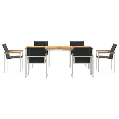 vidaXL Garden Dining Set 7 pcs Solid Acacia Wood and Stainless Steel