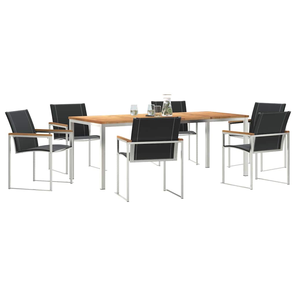 vidaXL Garden Dining Set 7 pcs Solid Acacia Wood and Stainless Steel