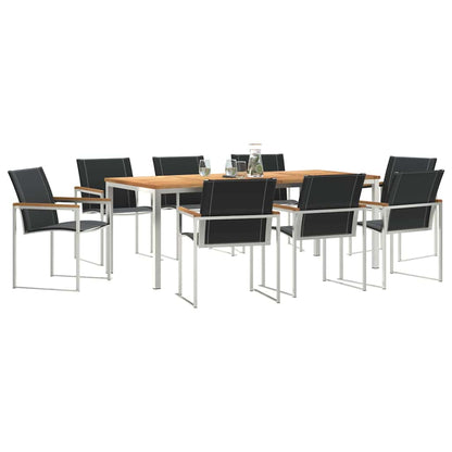 vidaXL Garden Dining Set 9 pcs Solid Acacia Wood and Stainless Steel