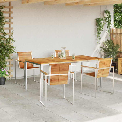 vidaXL Garden Dining Set 5 pcs Solid Teak Wood and Stainless Steel