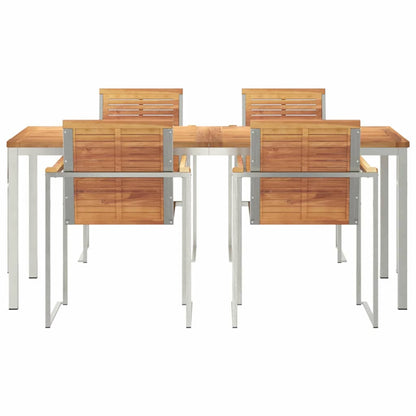 vidaXL Garden Dining Set 5 pcs Solid Teak Wood and Stainless Steel
