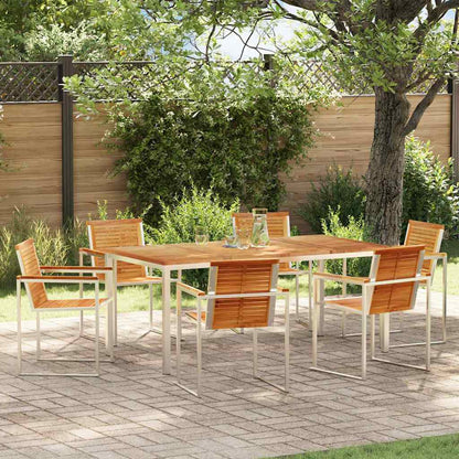 vidaXL Garden Dining Set 7 pcs Solid Teak Wood and Stainless Steel
