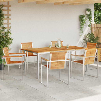 vidaXL Garden Dining Set 7 pcs Solid Teak Wood and Stainless Steel