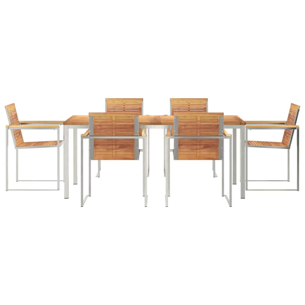 vidaXL Garden Dining Set 7 pcs Solid Teak Wood and Stainless Steel
