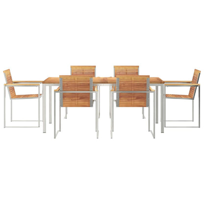 vidaXL Garden Dining Set 7 pcs Solid Teak Wood and Stainless Steel