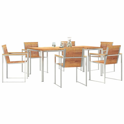 vidaXL Garden Dining Set 7 pcs Solid Teak Wood and Stainless Steel