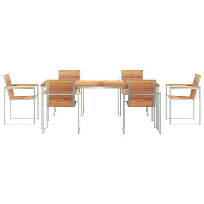 vidaXL Garden Dining Set 7 pcs Solid Teak Wood and Stainless Steel