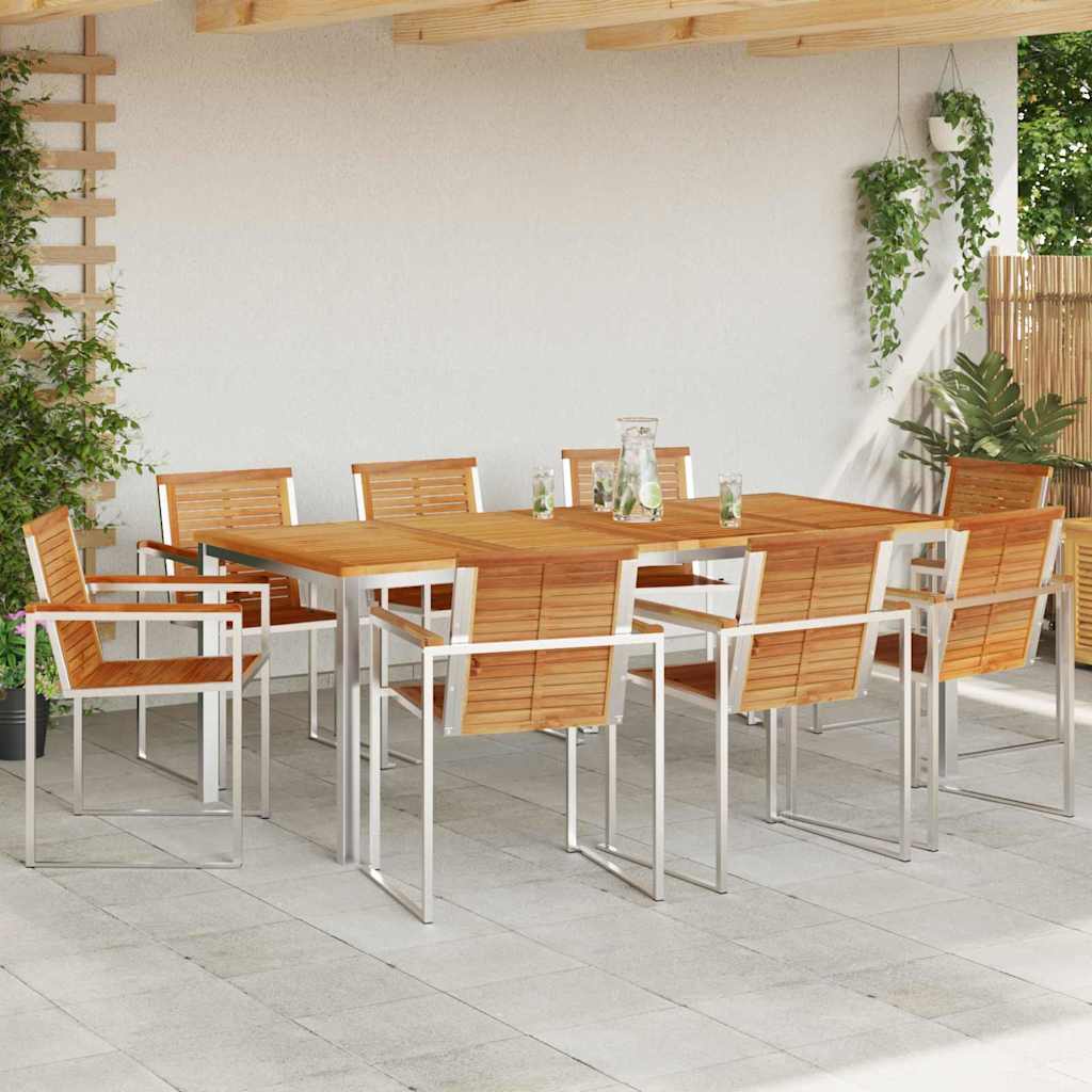vidaXL Garden Dining Set 9 pcs Solid Wood Teak