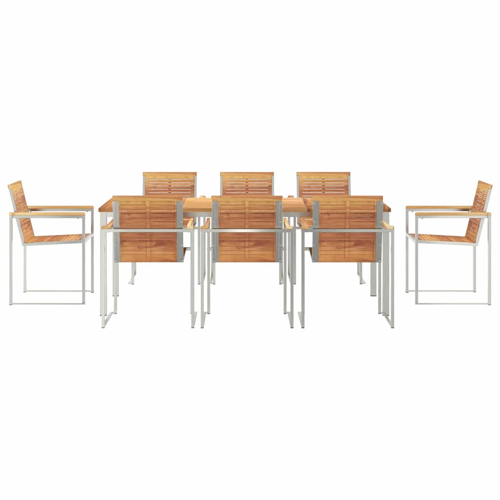 vidaXL Garden Dining Set 9 pcs Solid Wood Teak