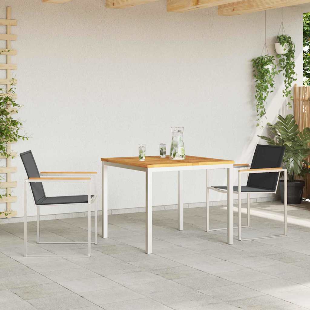 vidaXL Garden Dining Set 3 pcs Solid Teak Wood and Stainless Steel