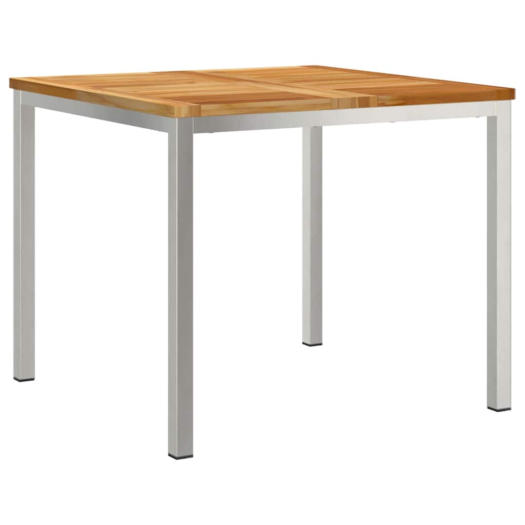 vidaXL Garden Dining Set 3 pcs Solid Teak Wood and Stainless Steel