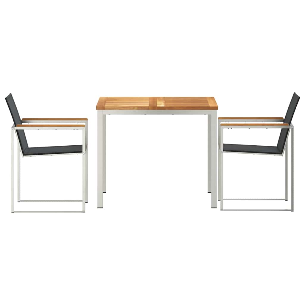 vidaXL Garden Dining Set 3 pcs Solid Teak Wood and Stainless Steel
