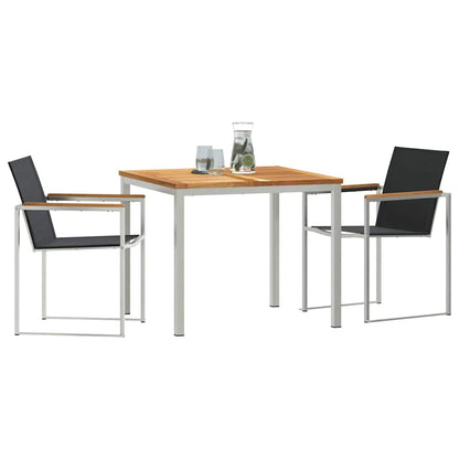 vidaXL Garden Dining Set 3 pcs Solid Teak Wood and Stainless Steel