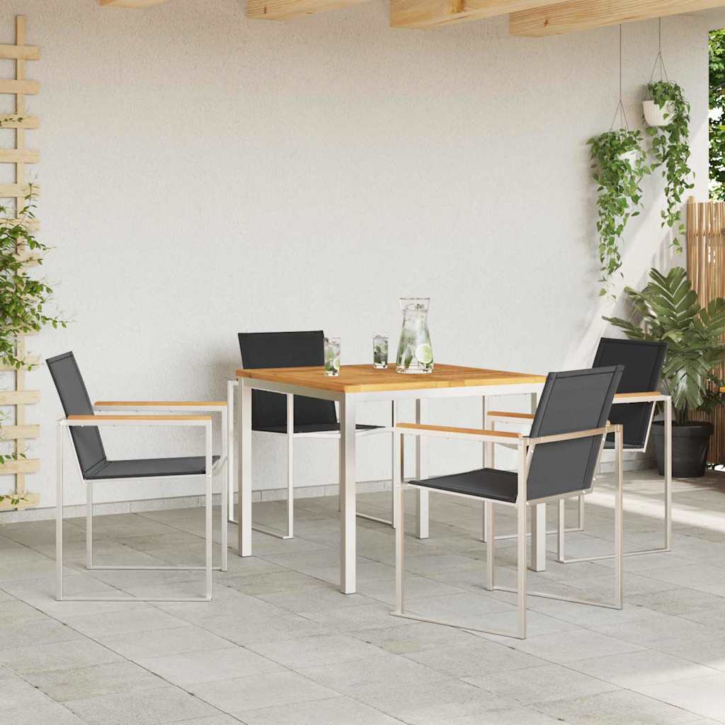 vidaXL Garden Dining Set 5 pcs Solid Teak Wood and Stainless Steel