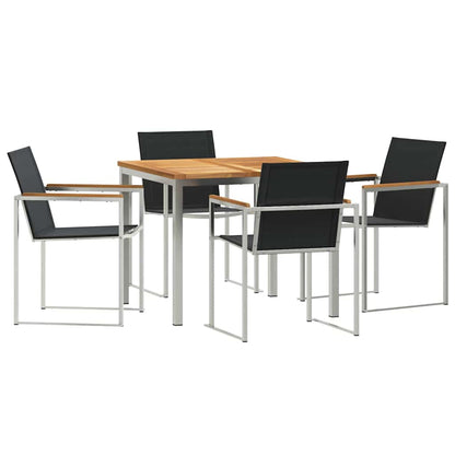 vidaXL Garden Dining Set 5 pcs Solid Teak Wood and Stainless Steel
