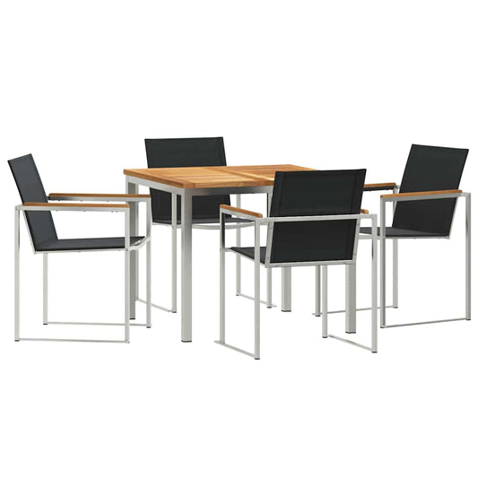 vidaXL Garden Dining Set 5 pcs Solid Teak Wood and Stainless Steel