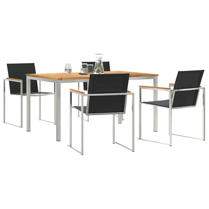 vidaXL Garden Dining Set 5 pcs Solid Teak Wood and Stainless Steel
