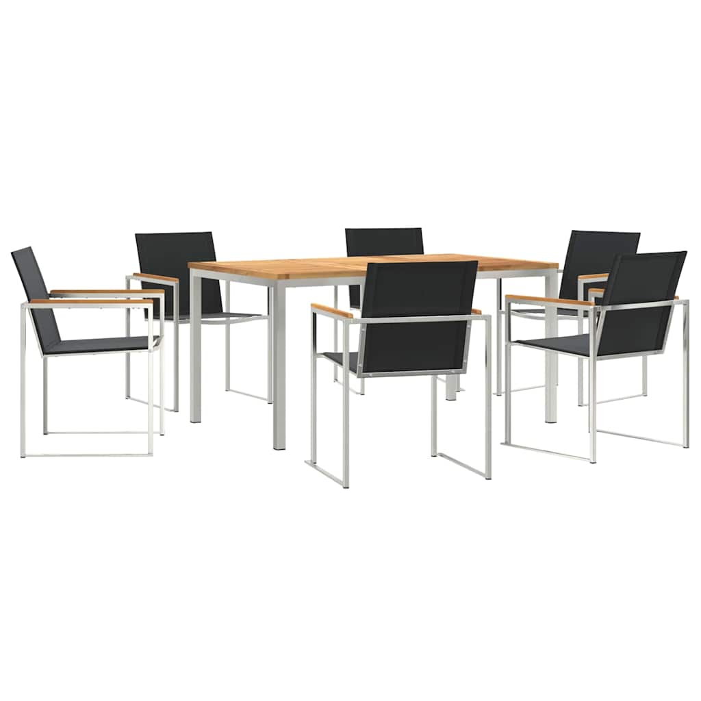 vidaXL Garden Dining Set 7 pcs Solid Teak Wood and Stainless Steel