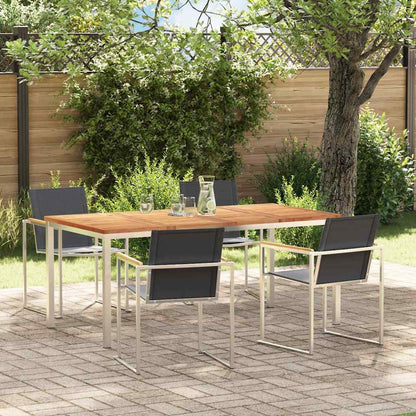 vidaXL Garden Dining Set 5 pcs Solid Teak Wood and Stainless Steel