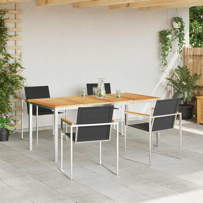 vidaXL Garden Dining Set 5 pcs Solid Teak Wood and Stainless Steel