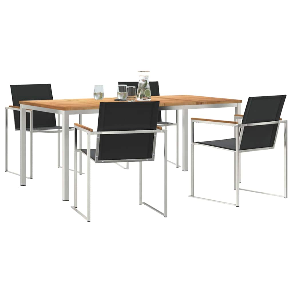 vidaXL Garden Dining Set 5 pcs Solid Teak Wood and Stainless Steel
