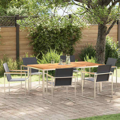 vidaXL Garden Dining Set 7 pcs Solid Teak Wood and Stainless Steel