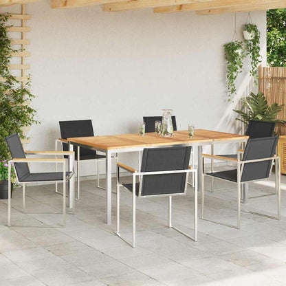 vidaXL Garden Dining Set 7 pcs Solid Teak Wood and Stainless Steel