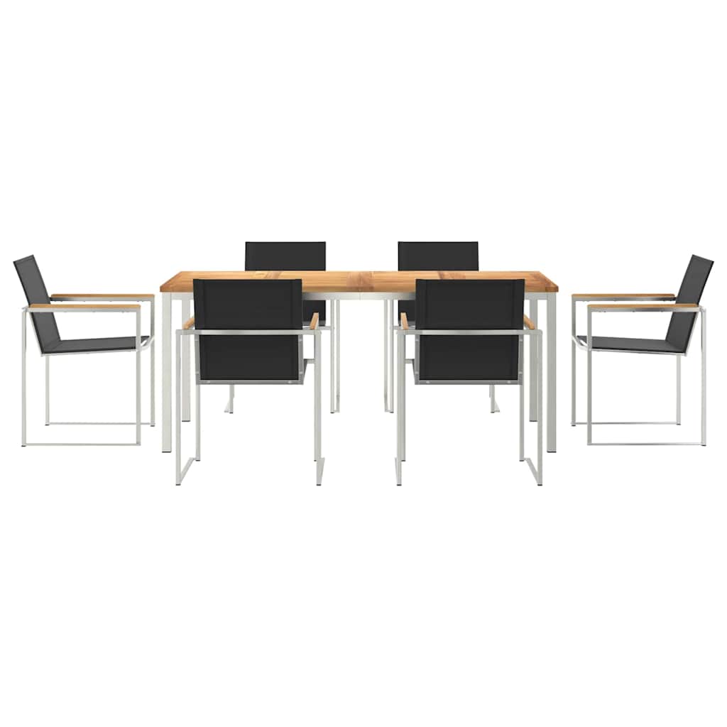vidaXL Garden Dining Set 7 pcs Solid Teak Wood and Stainless Steel