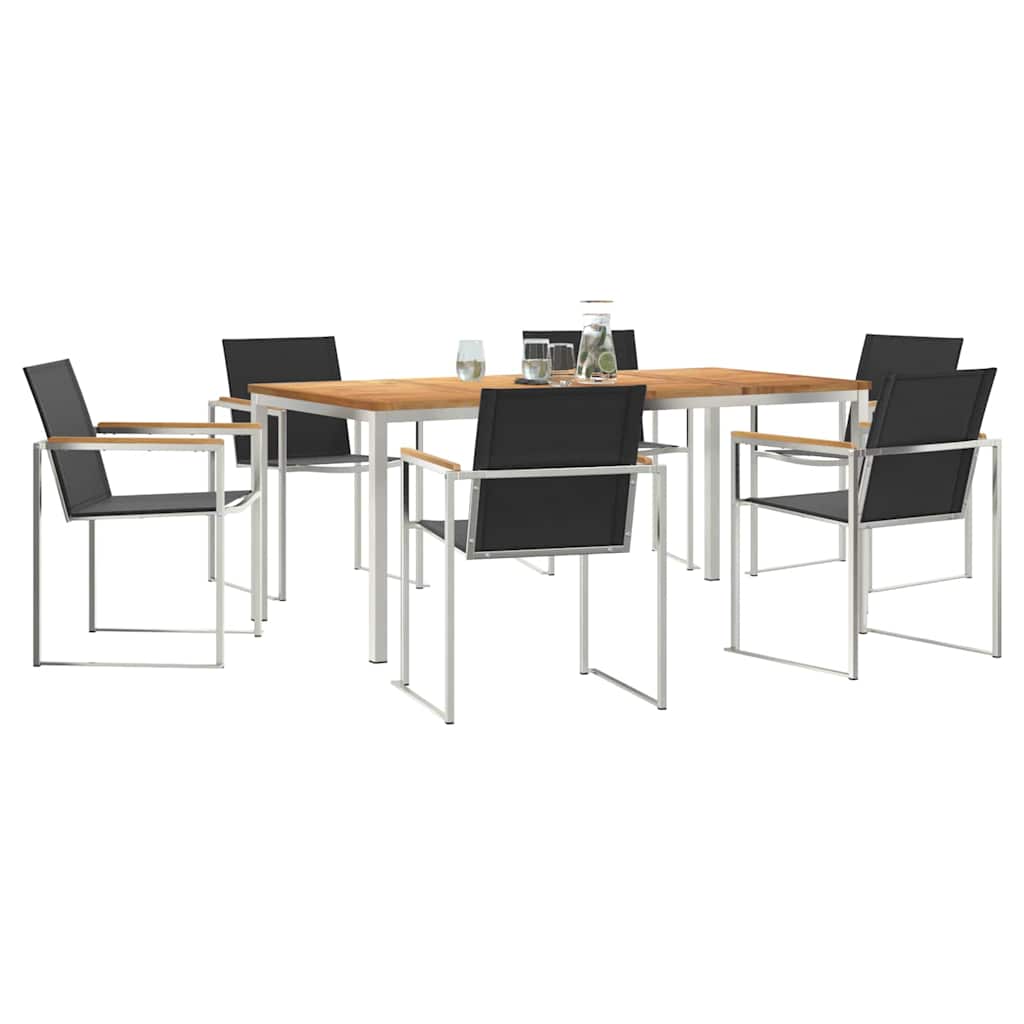 vidaXL Garden Dining Set 7 pcs Solid Teak Wood and Stainless Steel