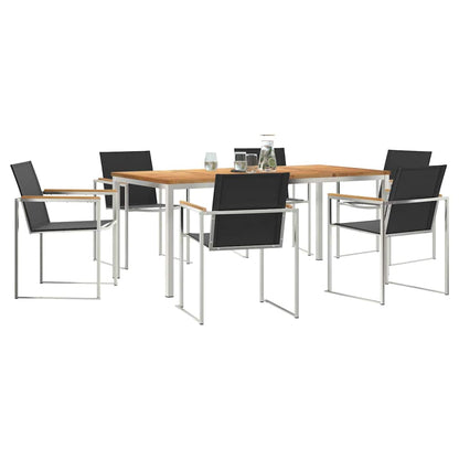 vidaXL Garden Dining Set 7 pcs Solid Teak Wood and Stainless Steel