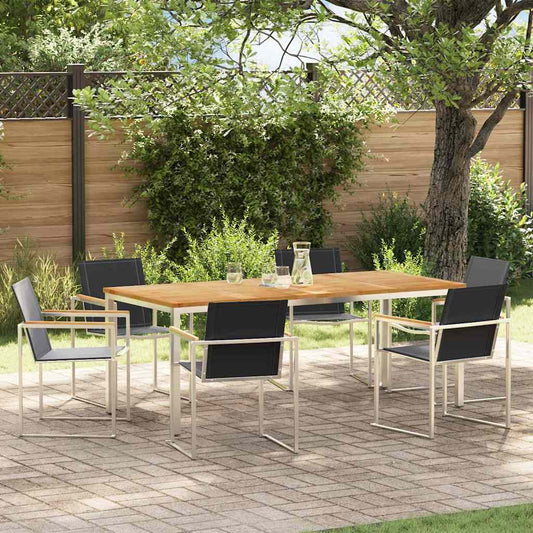 vidaXL Garden Dining Set 7 pcs Solid Teak Wood and Stainless Steel