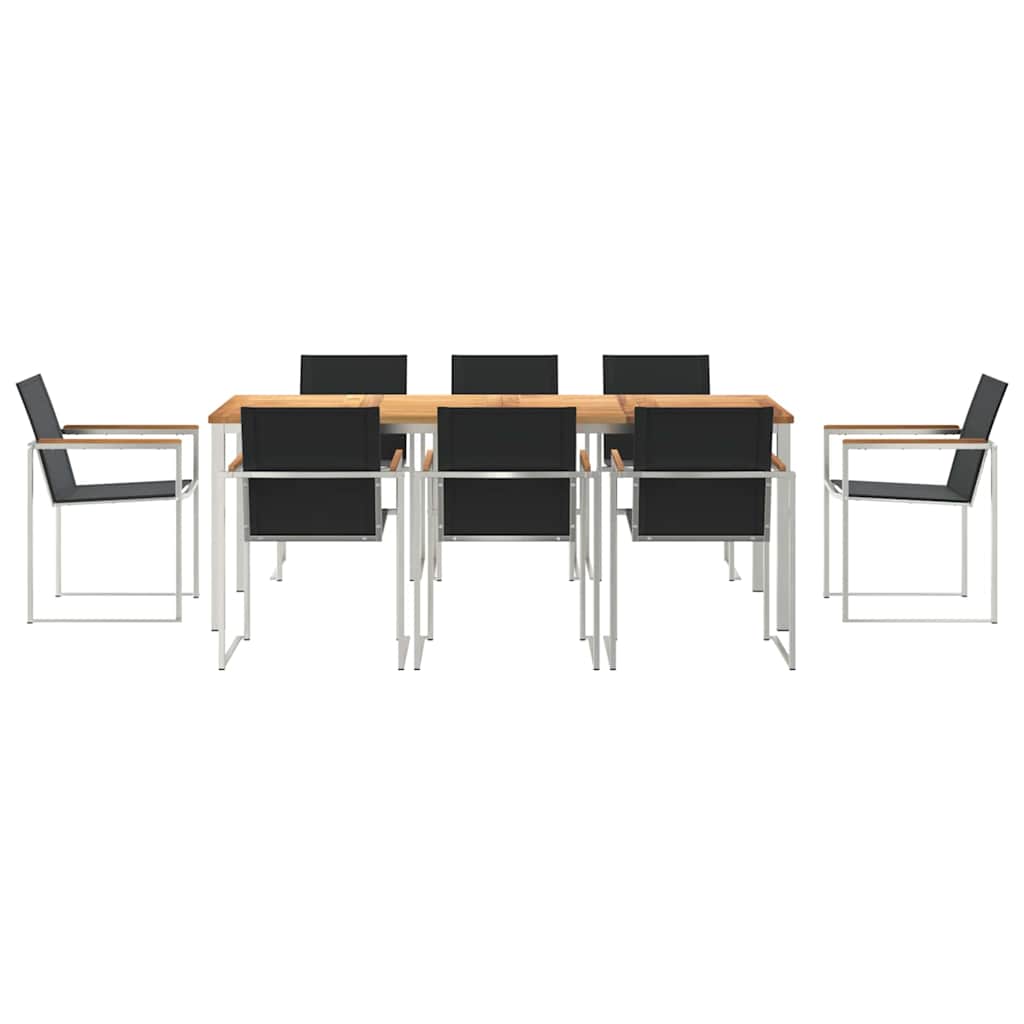 vidaXL Garden Dining Set 7 pcs Solid Teak Wood and Stainless Steel