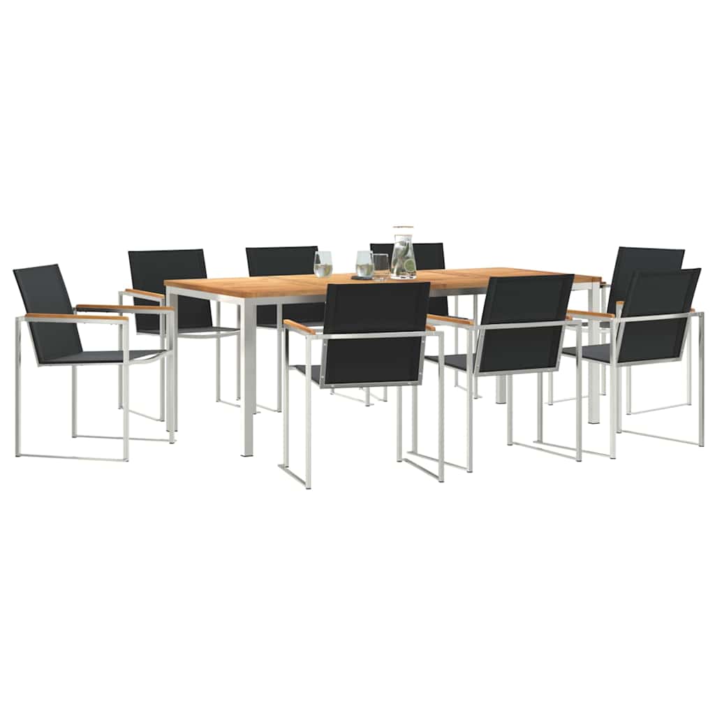 vidaXL Garden Dining Set 7 pcs Solid Teak Wood and Stainless Steel