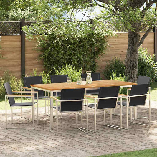 vidaXL Garden Dining Set 9 pcs Solid Wood Teak