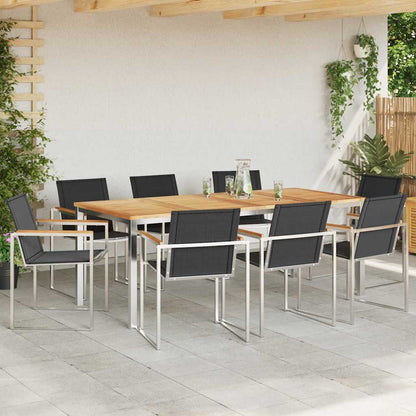 vidaXL Garden Dining Set 9 pcs Solid Teak Wood and Stainless Steel