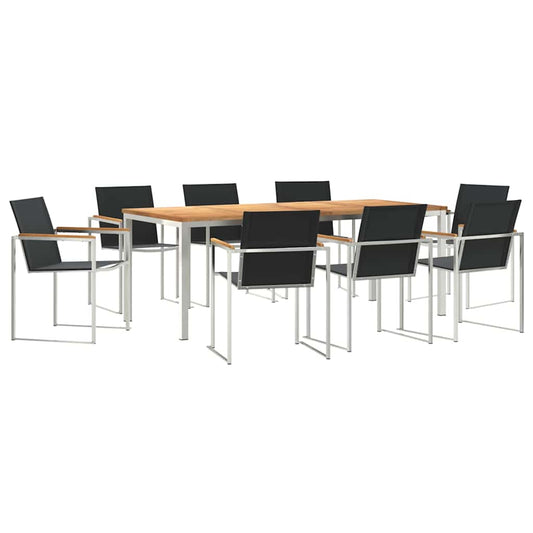 vidaXL Garden Dining Set 9 pcs Solid Wood Teak