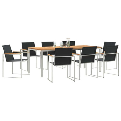 vidaXL Garden Dining Set 9 pcs Solid Teak Wood and Stainless Steel