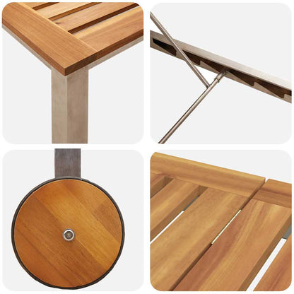 vidaXL Lounger 3 pcs Brown Solid Acacia Wood and Stainless Steel