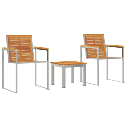 vidaXL Sun Lounger 3 pcs Brown Solid Acacia Wood and Stainless Steel