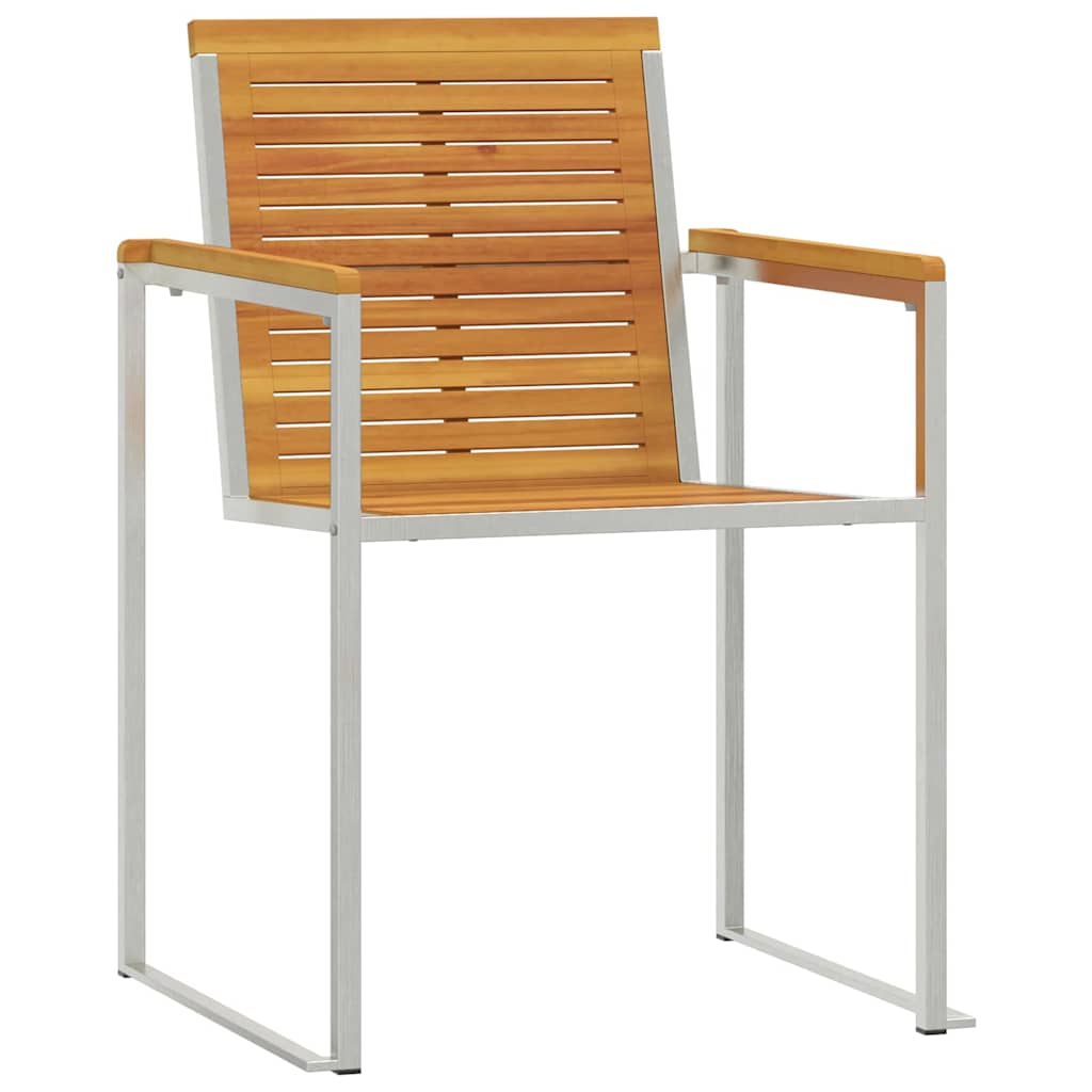 vidaXL Sun Lounger 3 pcs Brown Solid Acacia Wood and Stainless Steel