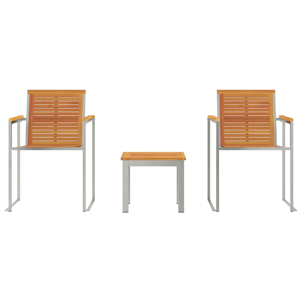 vidaXL Sun Lounger 3 pcs Brown Solid Acacia Wood and Stainless Steel